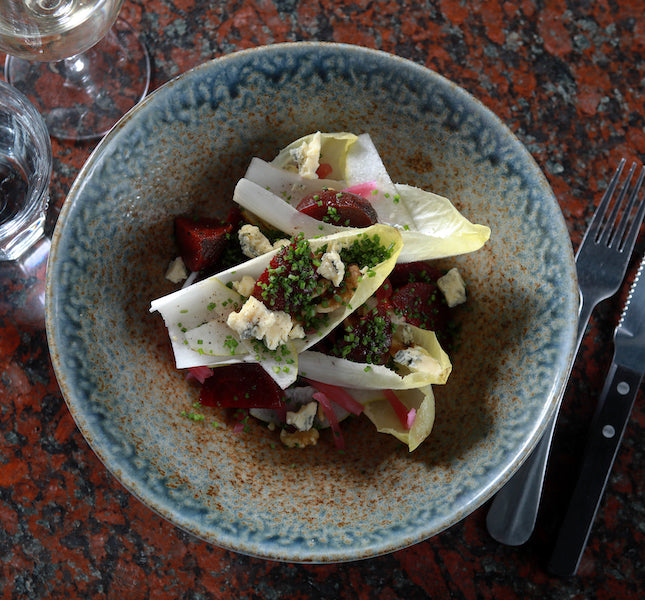 Niall McKenna's Endive, blue cheese, beetroot and pear salad